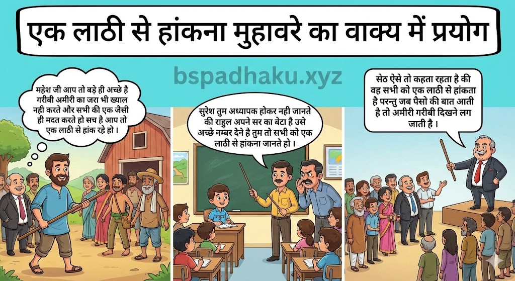 ‌‌‌एक लाठी से हांकना मुहावरे का वाक्य में प्रयोग ek lathi se hakna muhavare ka vakya me prayog