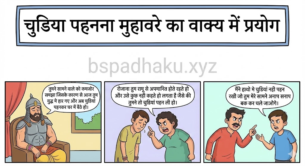 ‌‌‌चुडिया पहनना मुहावरे का वाक्य में प्रयोग chudiya pahanna muhavare ka vakya me prayog