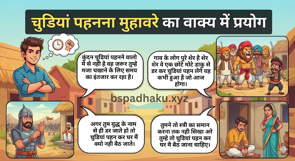 ‌‌‌चुडिया पहनना मुहावरे का वाक्य में प्रयोग chudiya pahanna muhavare ka vakya me prayog