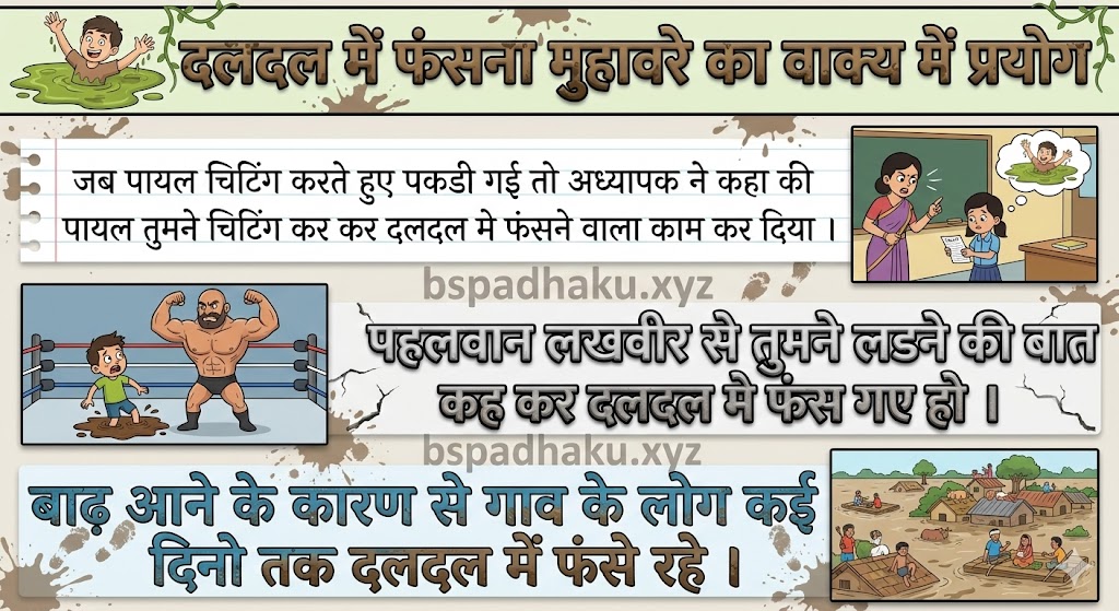 ‌‌‌दलदल में फंसना मुहावरे का वाक्य में प्रयोग daldal me fasna muhavare ka vakya mein prayog