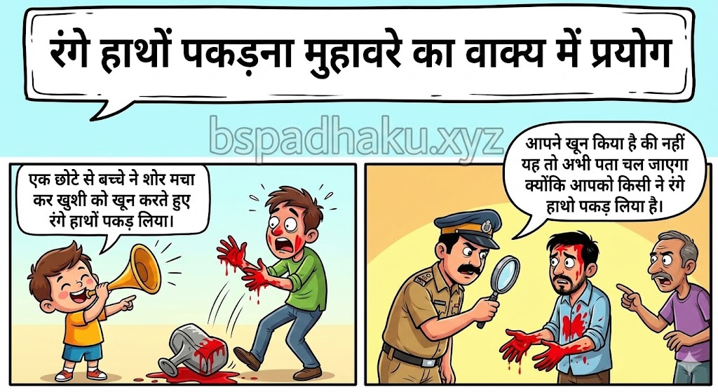 ‌‌‌रंगे हाथों पकड़ना मुहावरे का वाक्य में प्रयोग range hatho pakadna muhavare ka vakya mein prayog


