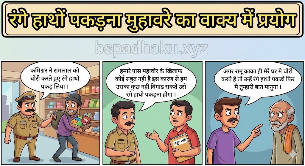 ‌‌‌रंगे हाथों पकड़ना मुहावरे का वाक्य में प्रयोग range hatho pakadna muhavare ka vakya mein prayog

