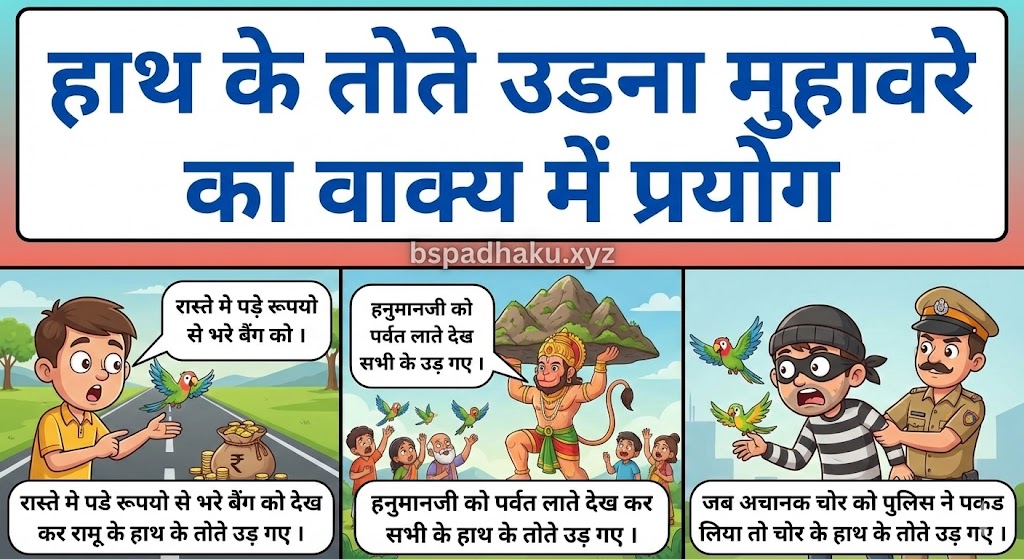 ‌‌‌हाथ के तोते उडना मुहावरे का वाक्य में प्रयोग haath ke tote udana muhavare ka vakya me prayog
