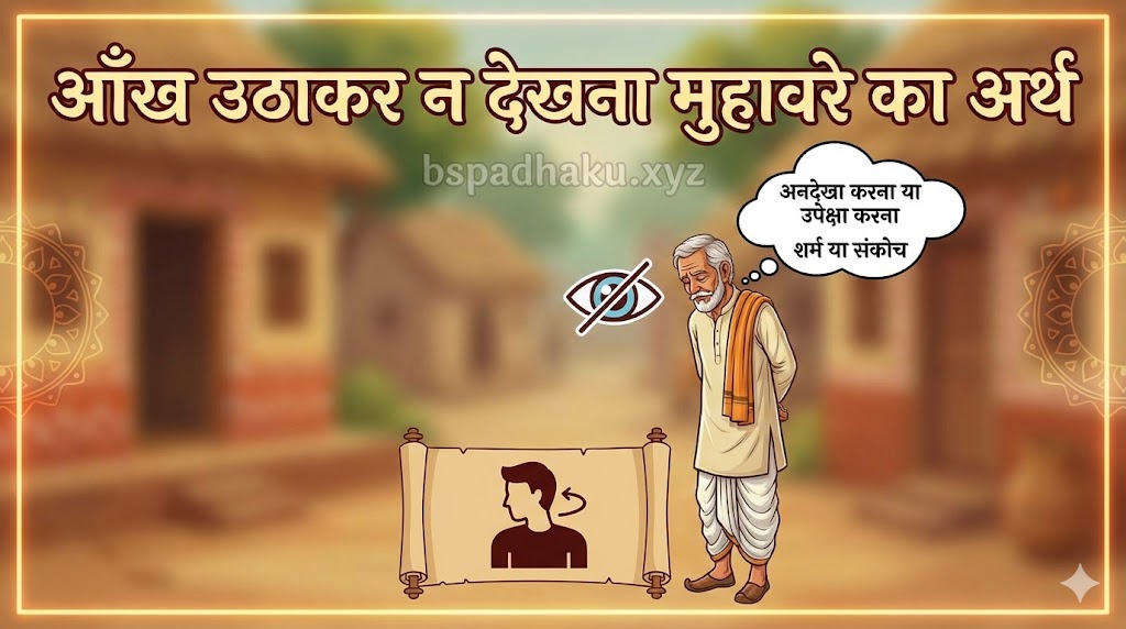 आँख उठाकर न देखना का अर्थ और वाक्य मे प्रयोग व निबंध