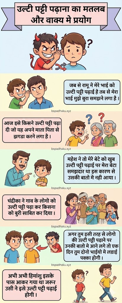 उल्टी पट्टी पढ़ाना का अर्थ और वाक्य मे प्रयोग