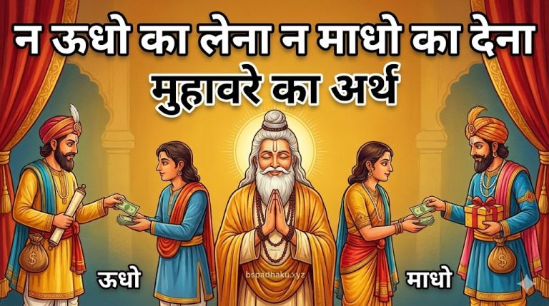 न ऊधो का लेना न माधो का देना मुहावरे का मतलब और वाक्य मे प्रयोग