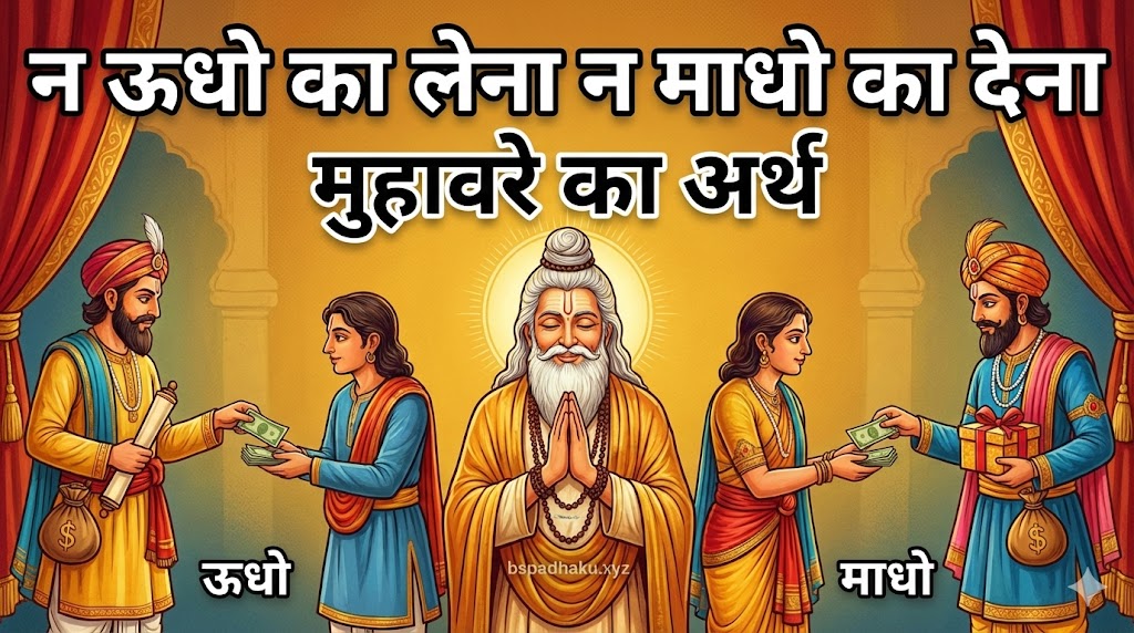 न ऊधो का लेना न माधो का देना मुहावरे का मतलब और वाक्य मे प्रयोग