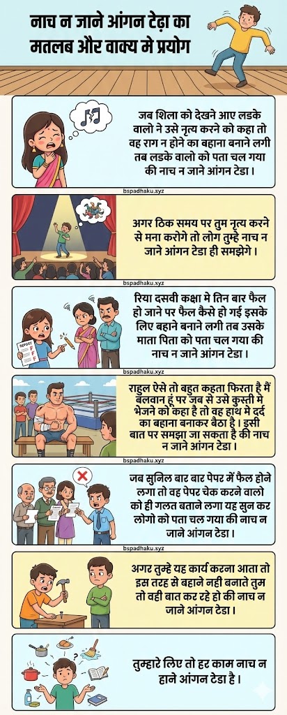 नाच न जाने आंगन टेडा का मतलब और वाक्य मे प्रयोग व कहानी