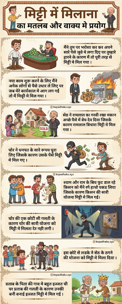 मिट्टी में मिलाना मुहावरे का मतलब और वाक्य व कहानी