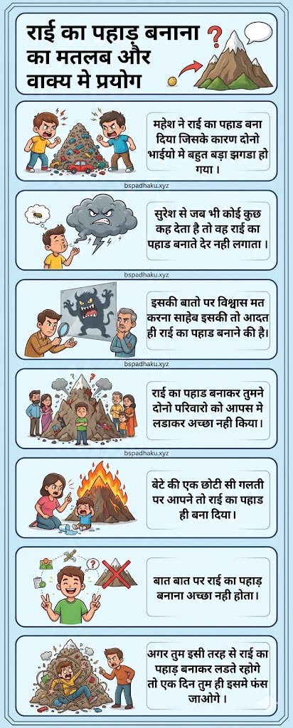 राई का पहाड़ बनाना मुहावरे का अर्थ और वाक्य मे प्रयोग