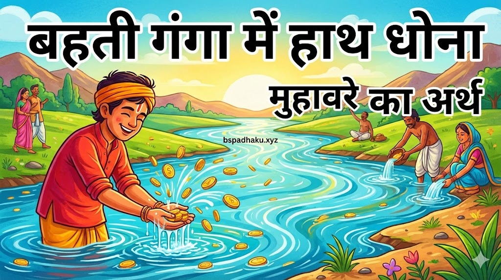 बहती गंगा में हाथ धोना मुहावरे का अर्थ व वाक्य